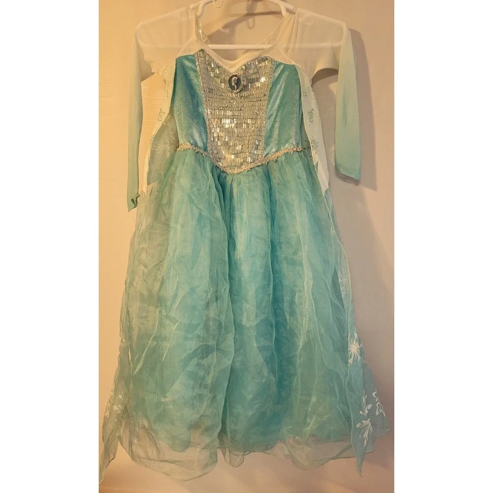 Disney Store Frozen Elsa Dress Costume Snow Queen Girls Kids Size 9/10